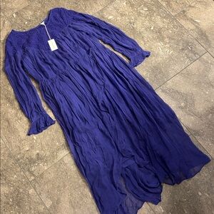 Sundance Deep Purple Long Sleeve Midi Dress, M, NWT